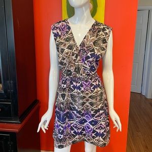 Charlie Jade V-Neck Boho Print Dress Size L